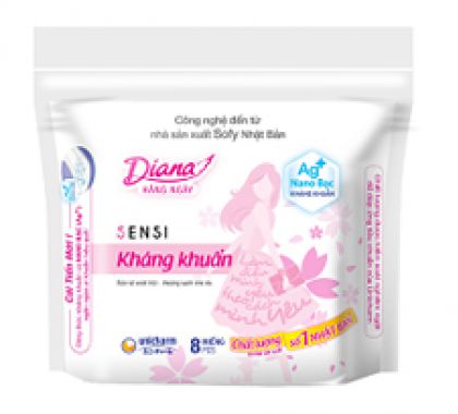 Băng vệ sinh Diana Sensi Cool Fresh Kháng khuẩn hằng ngày 1 gói / 8 miếng ( 1 Thùng / 48 gói )